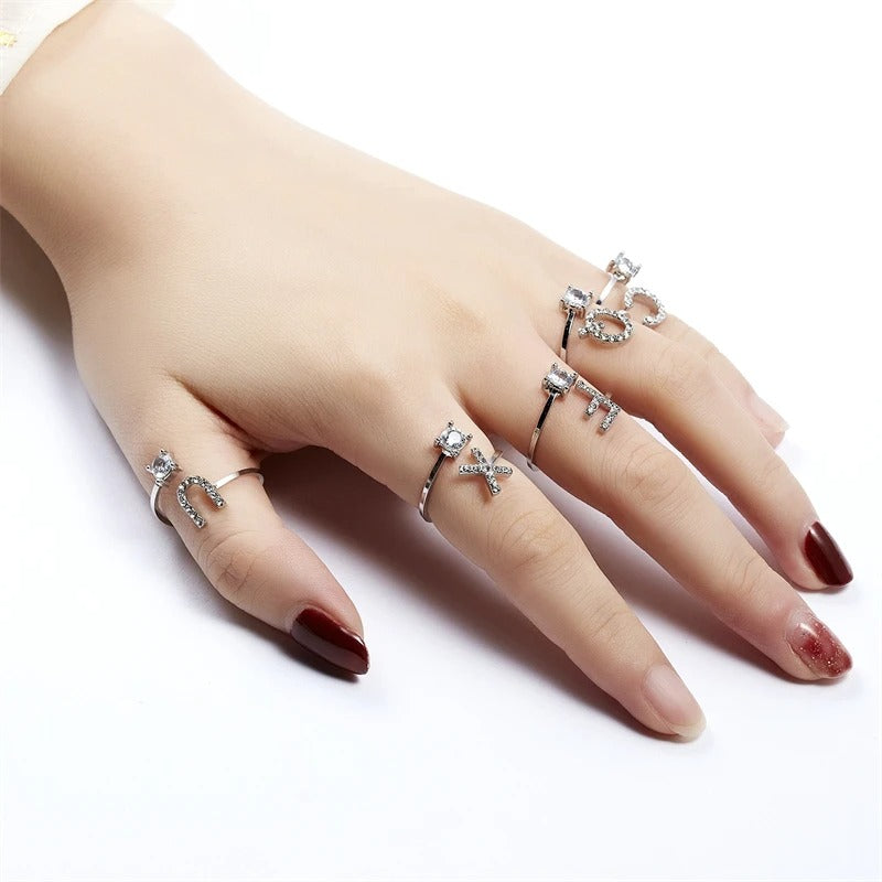 Rhinestone Alphabet Ring