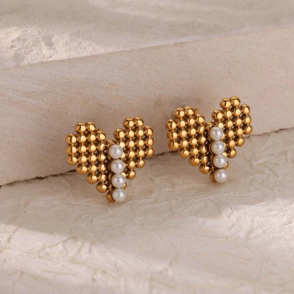 Beaded Heart Earrings