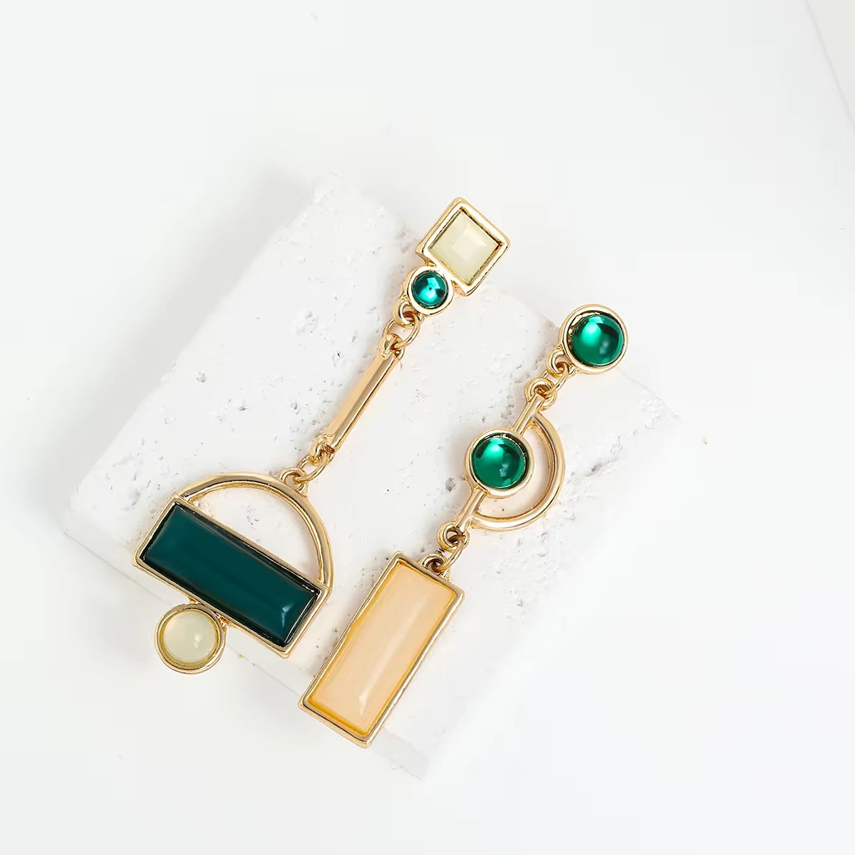 Geometric Enamel Drop Earrings