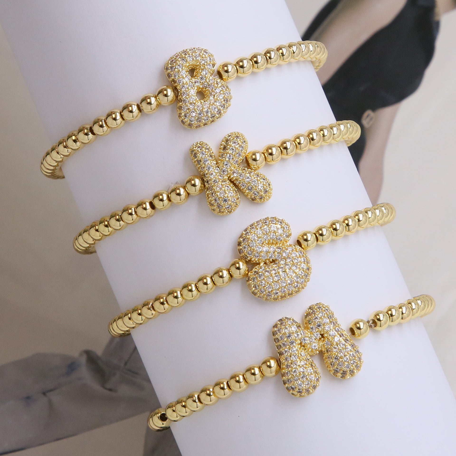 Beaded Bubble Initial Bracelet