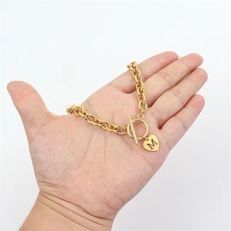 Toggle Clasp Initial Necklace