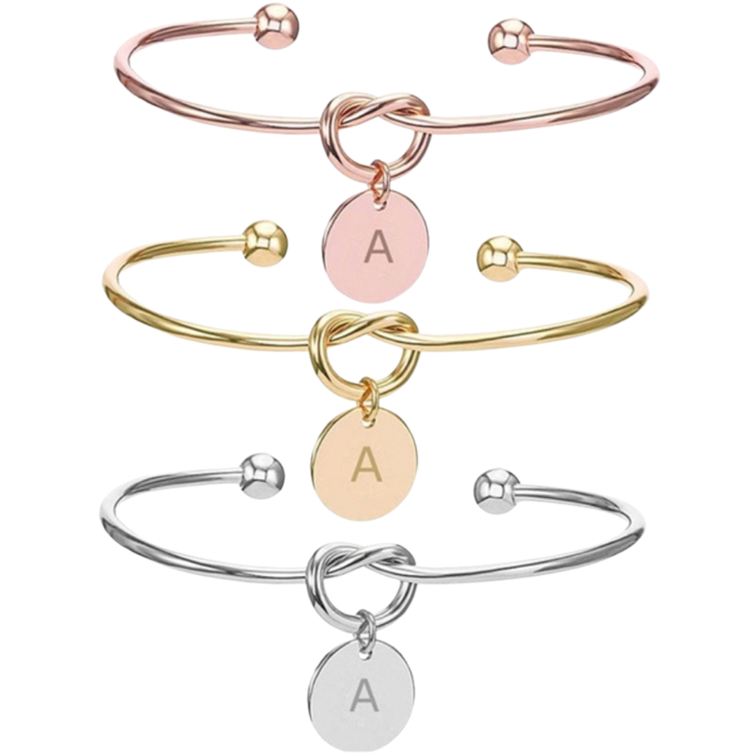 Knot Initial Charm Bracelet