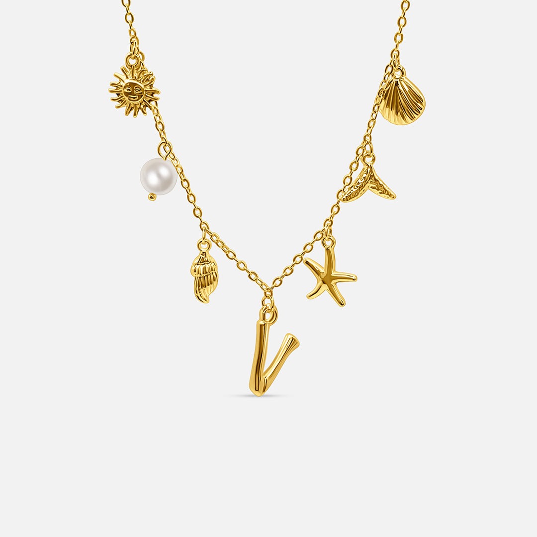 Gold Ocean Letter Necklace