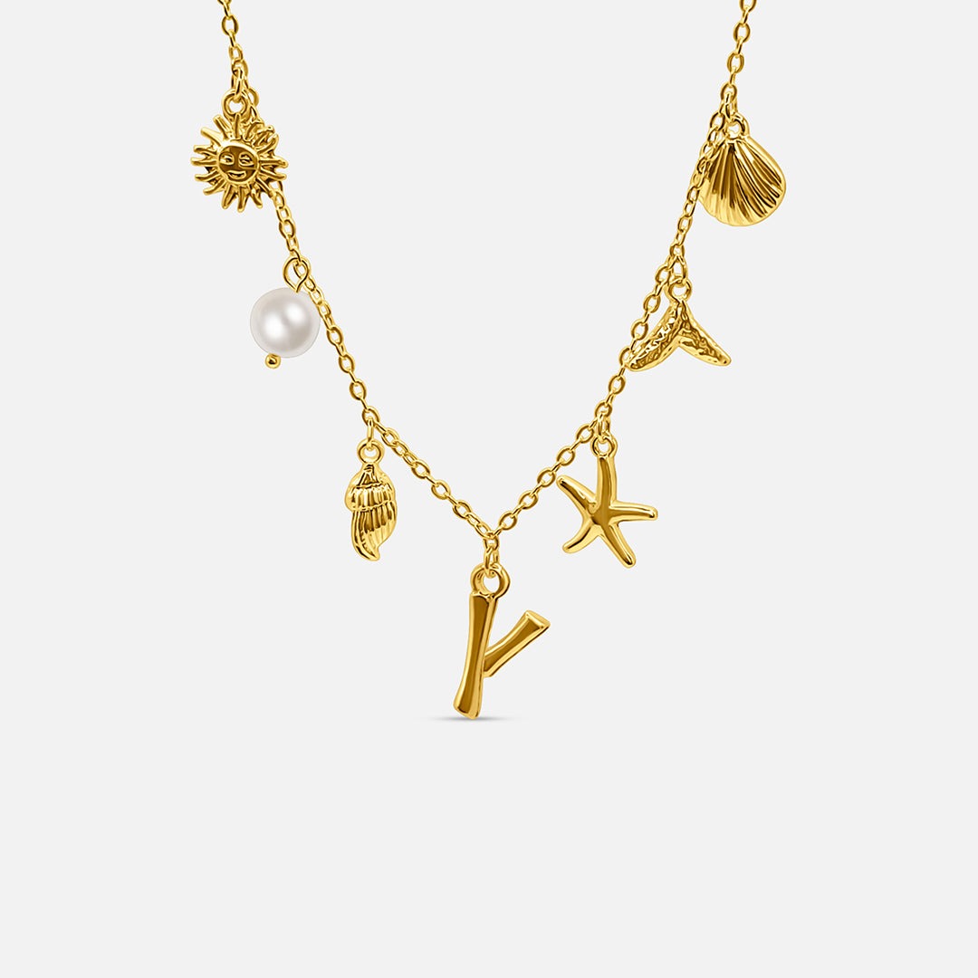 Gold Ocean Letter Necklace