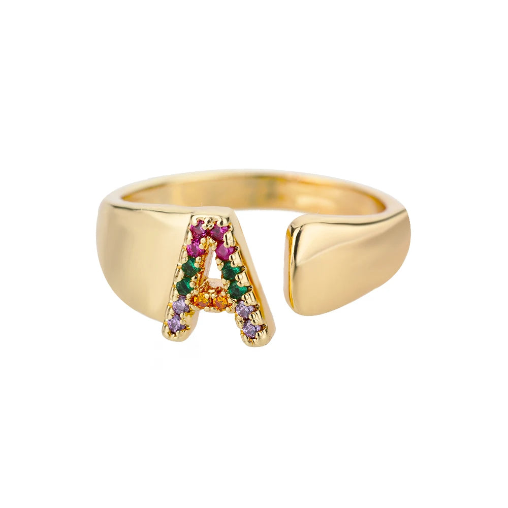 Rainbow Letter Ring