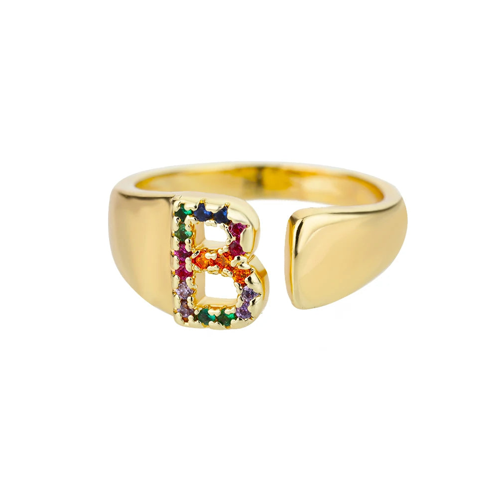 Rainbow Letter Ring