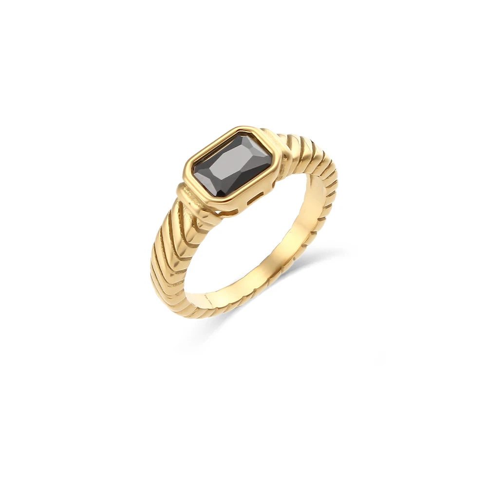 Thin Square Stone Ring