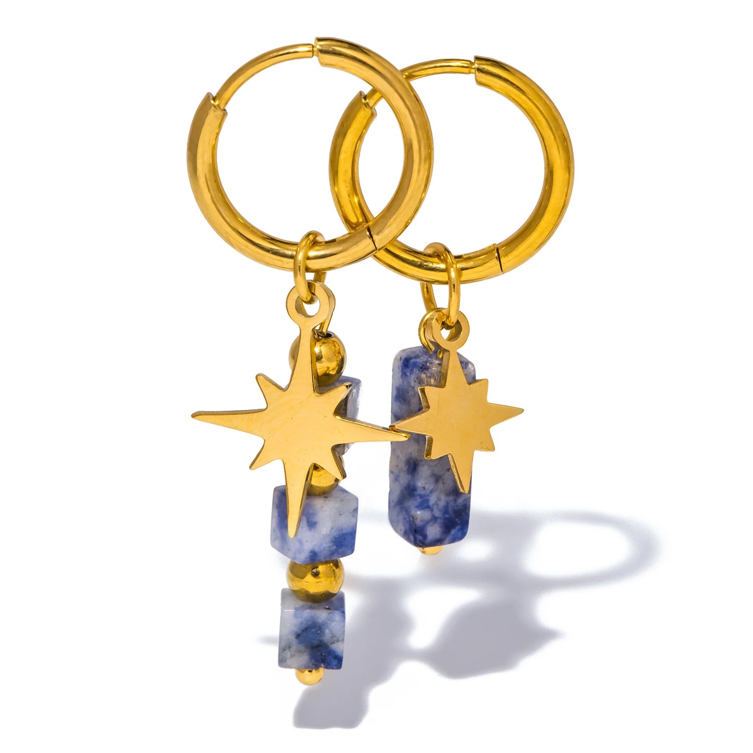 Asymmetric Stone Star Earrings
