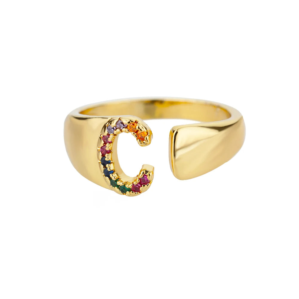 Rainbow Letter Ring