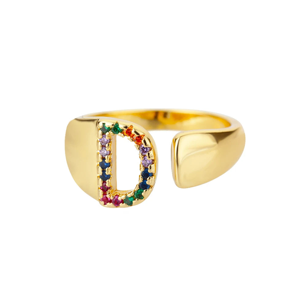 Rainbow Letter Ring