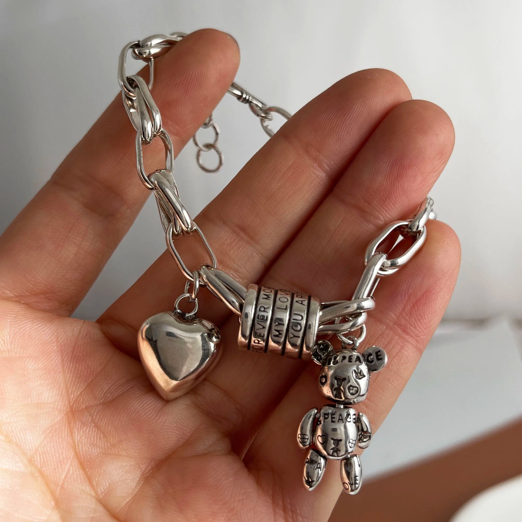 Retro Heart Bear Bracelet