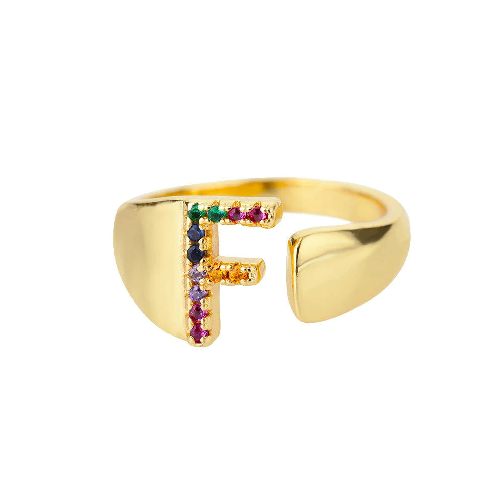 Rainbow Letter Ring