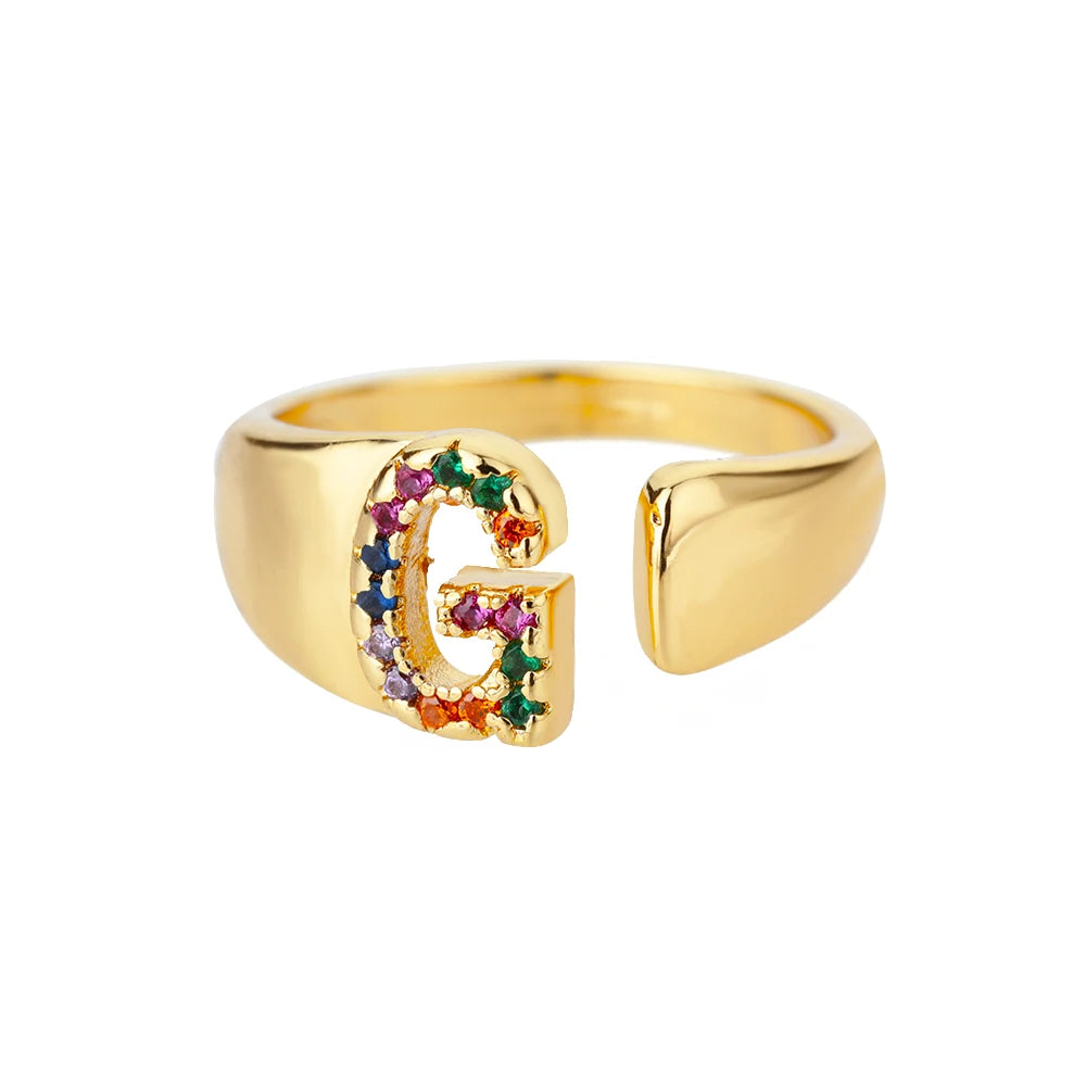Rainbow Letter Ring