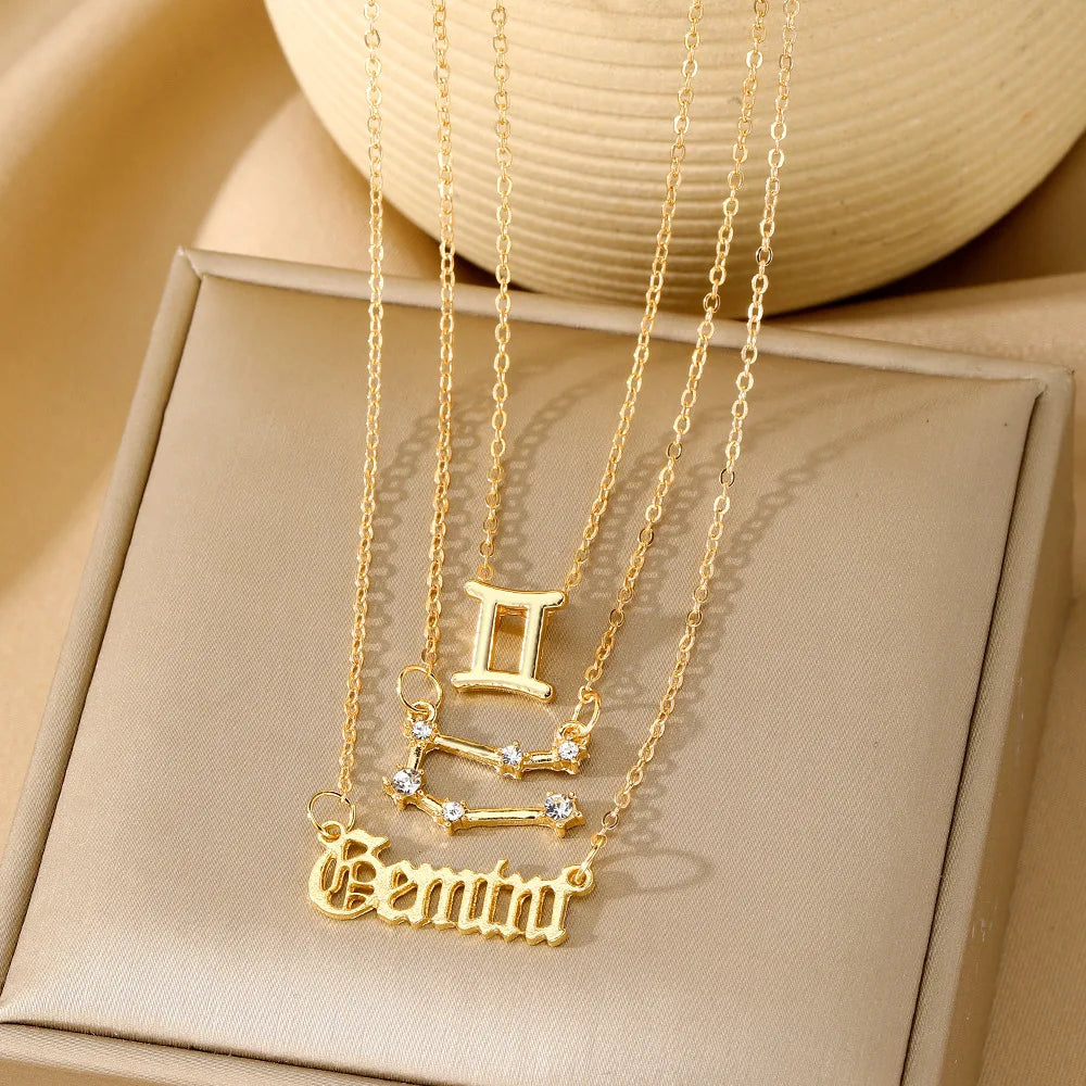 3 PCS Constellation Pendant Necklace
