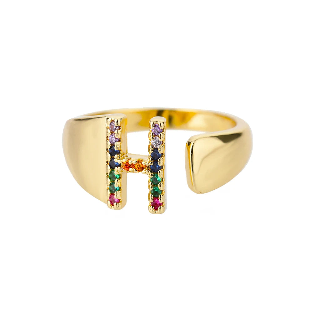 Rainbow Letter Ring