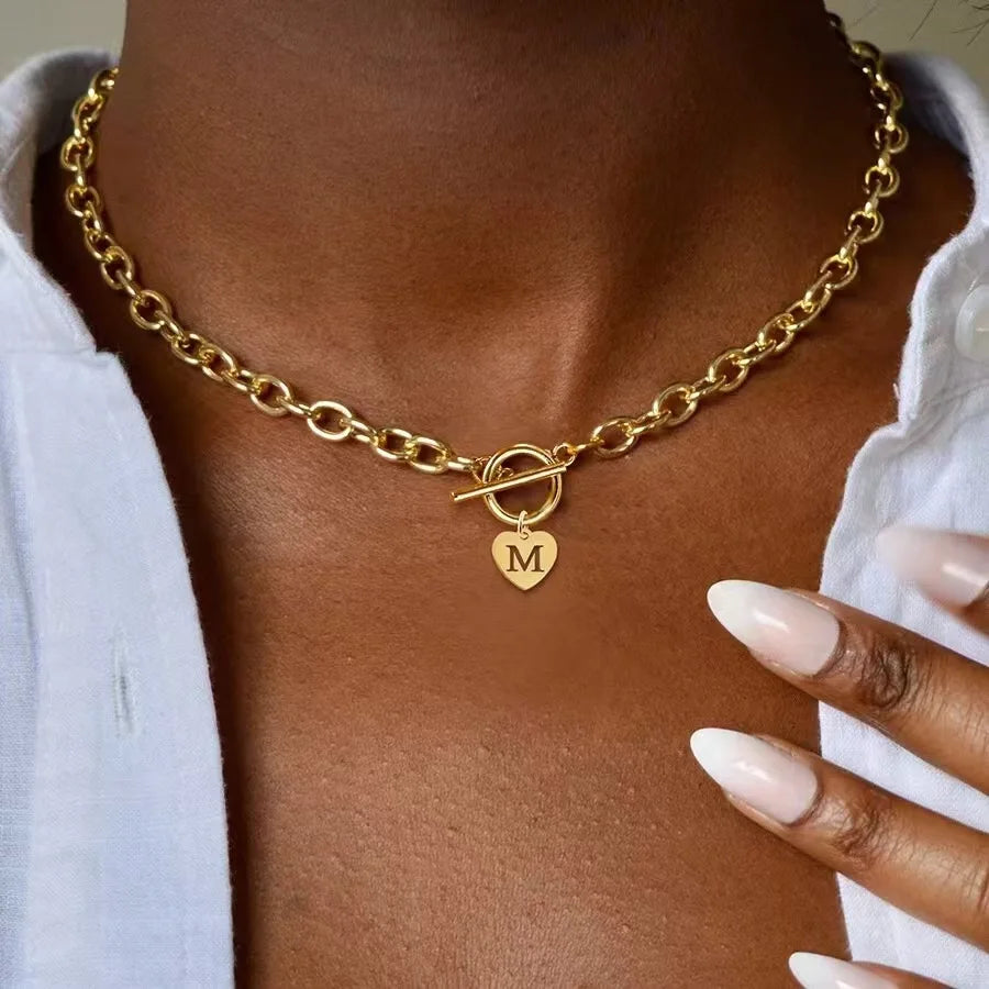 Toggle Clasp Initial Necklace