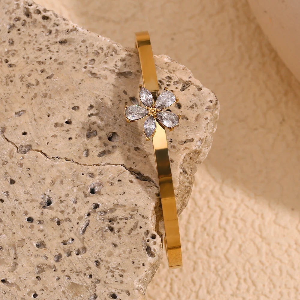 Rhinestone Flower Bracelet