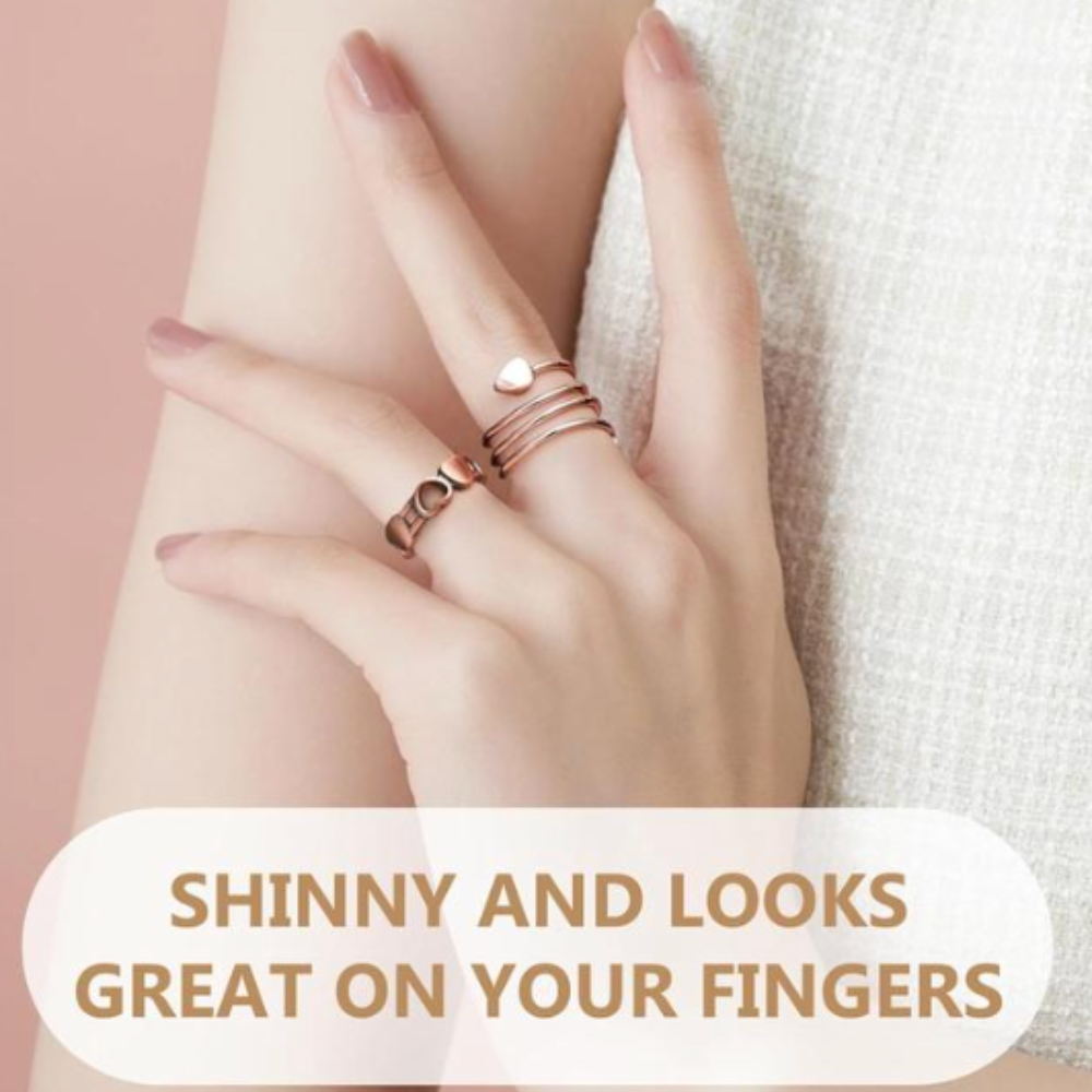 2 PCS Copper Heart Ring