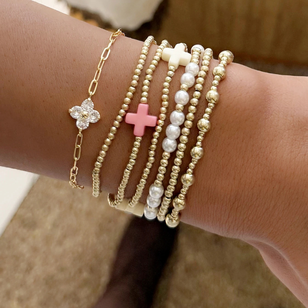7 PCS Beaded Cross Bracelet Set