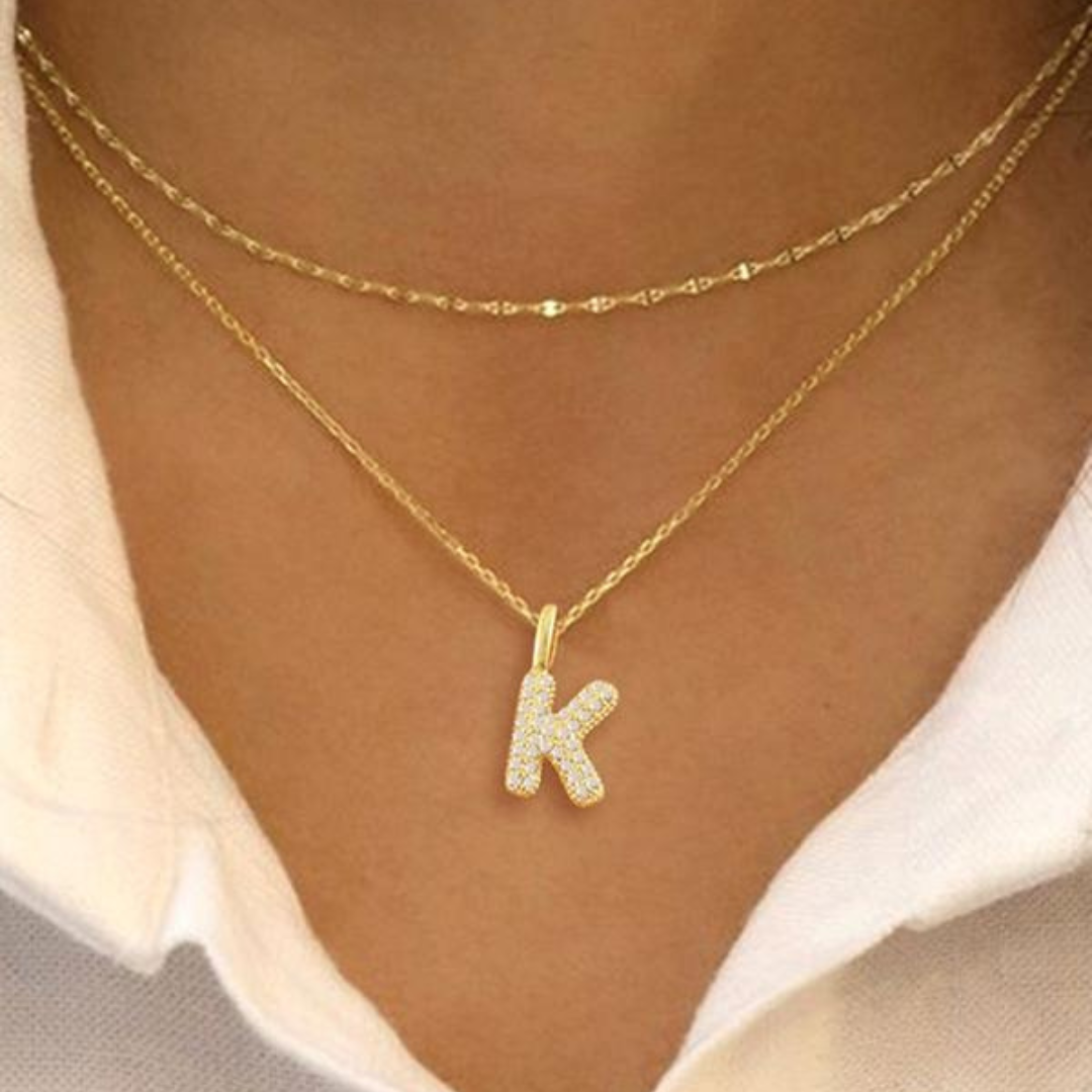 2 PCS Bubble Initial Necklace