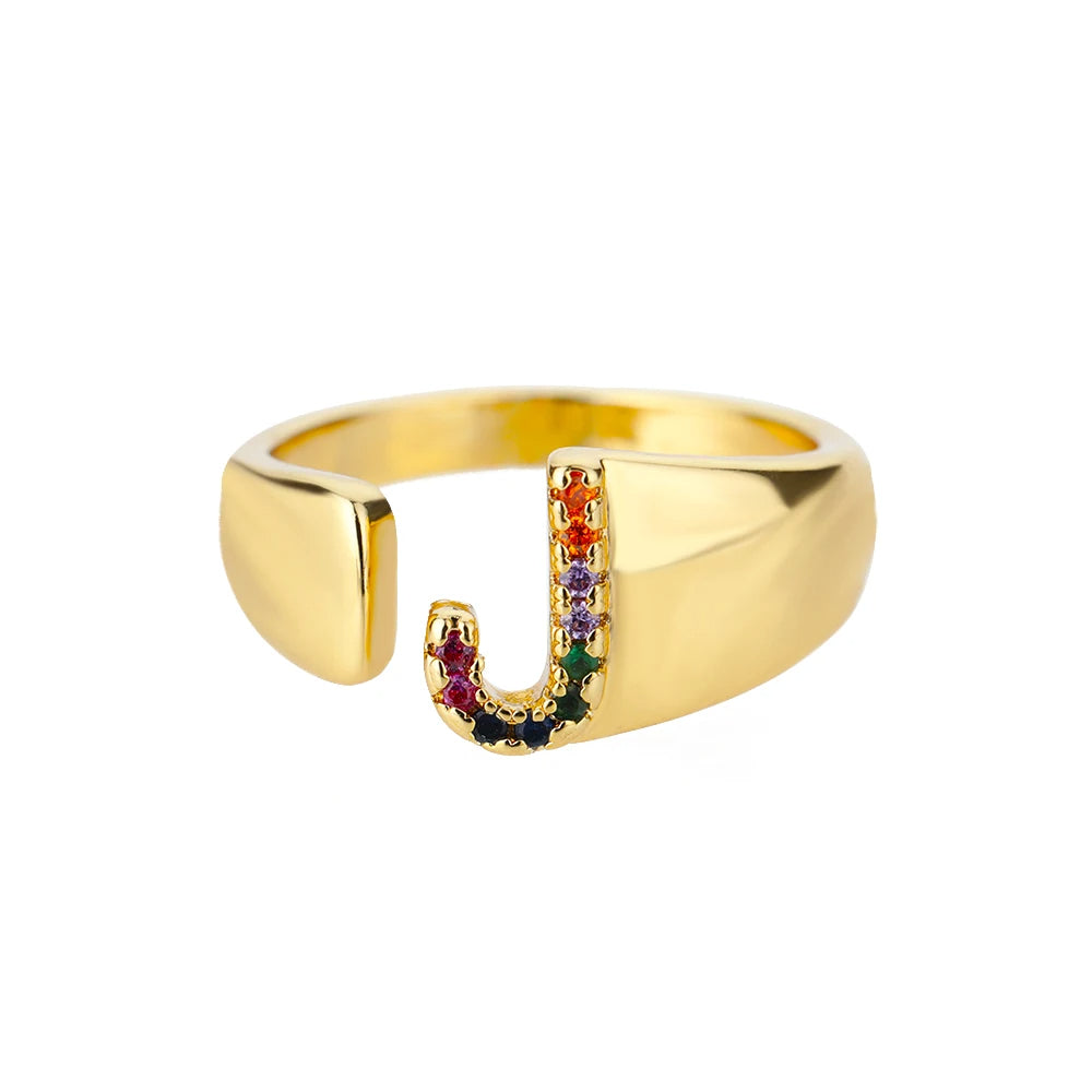 Rainbow Letter Ring