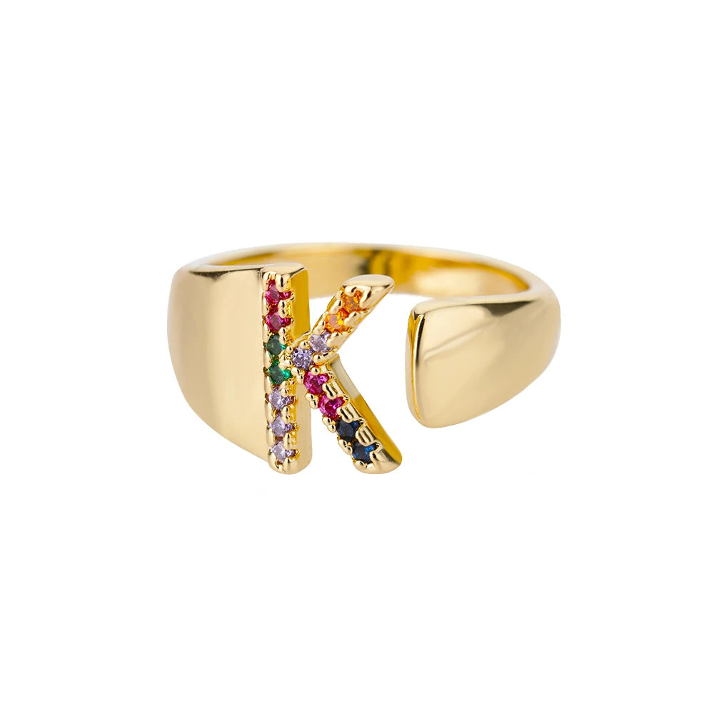 Rainbow Letter Ring