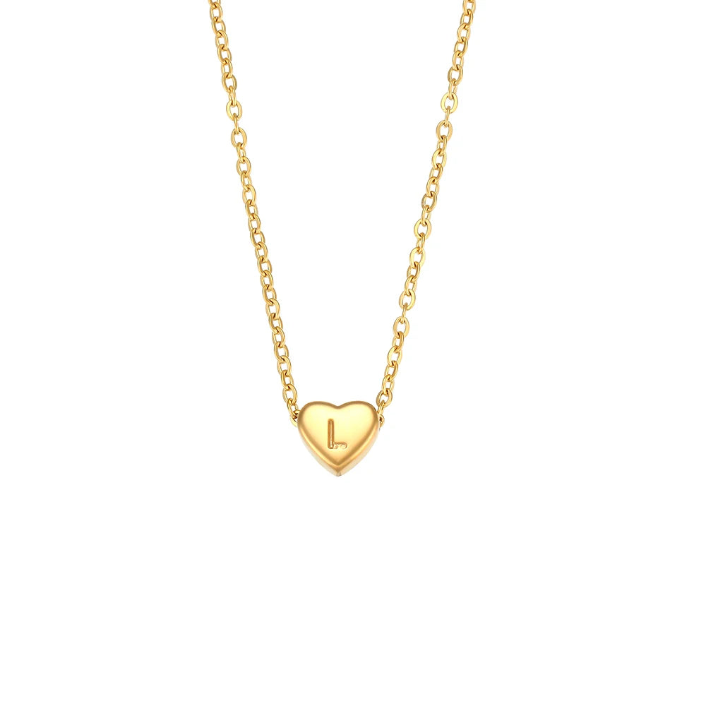 Small Heart Letter Necklace