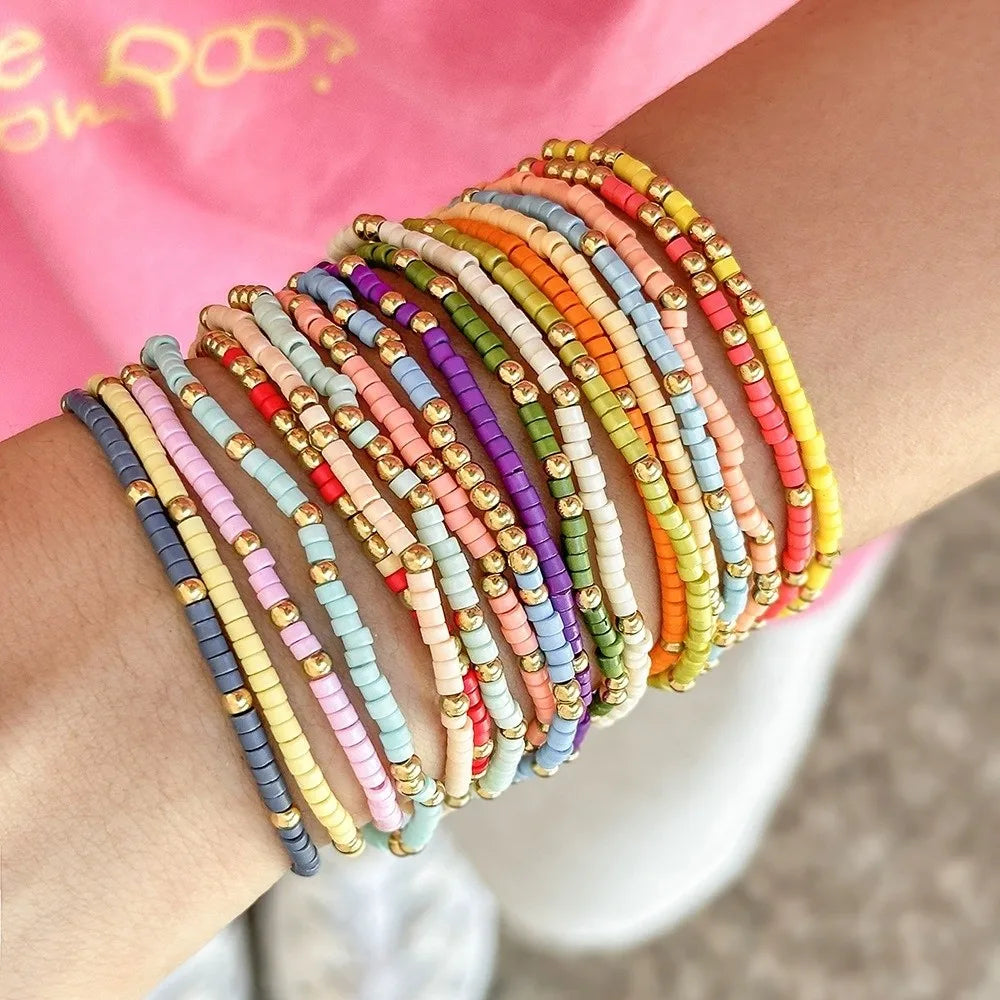 19 PCS Colorful Beaded Stackable Bracelet Set