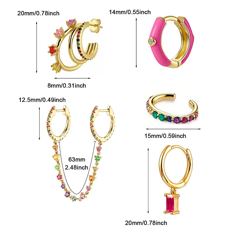 6 PCS Multicolor Earrings
