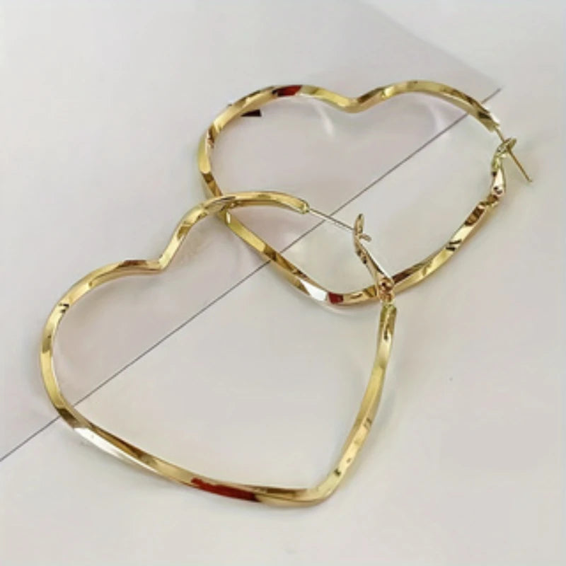 Exaggerated Heart Hoop Earrings
