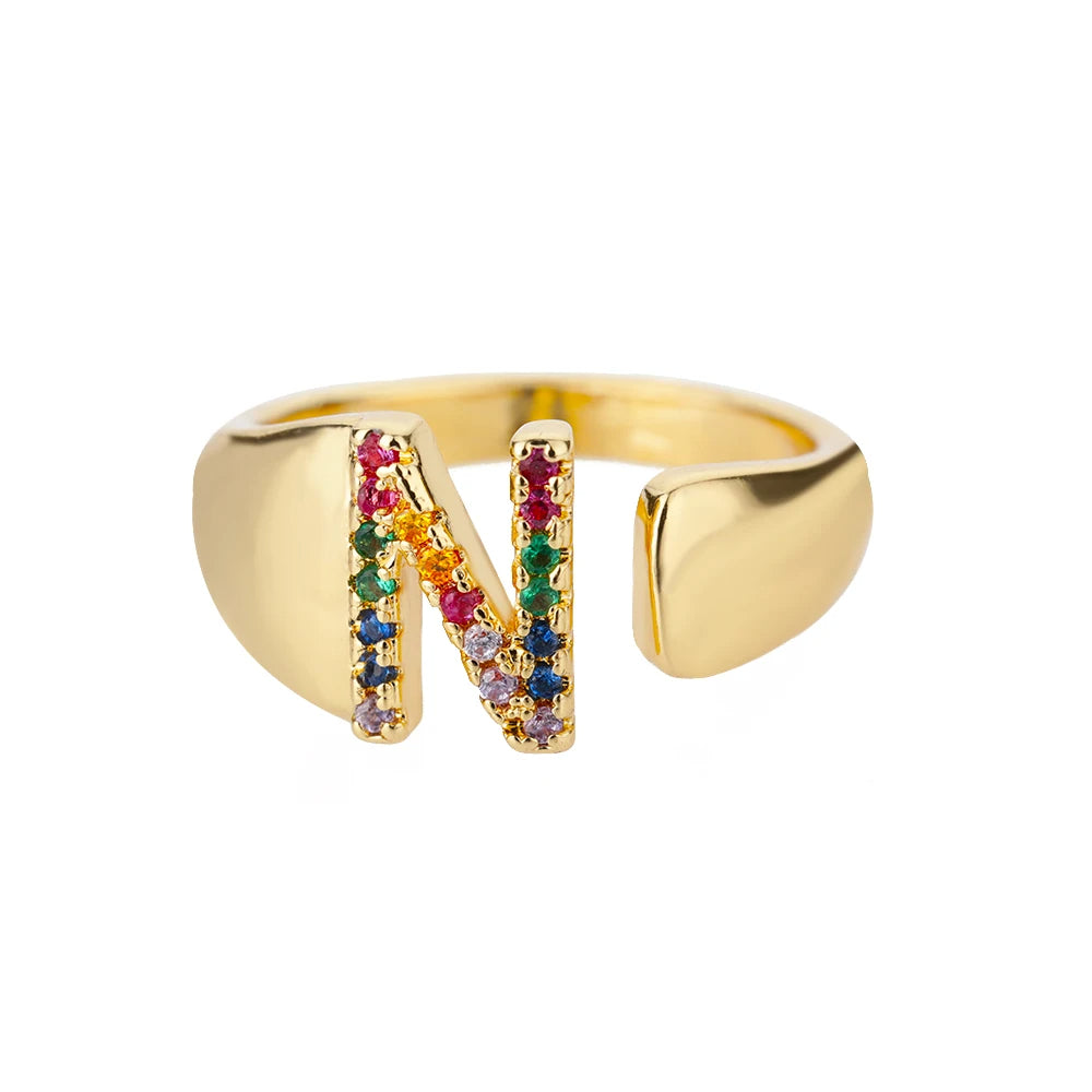 Rainbow Letter Ring