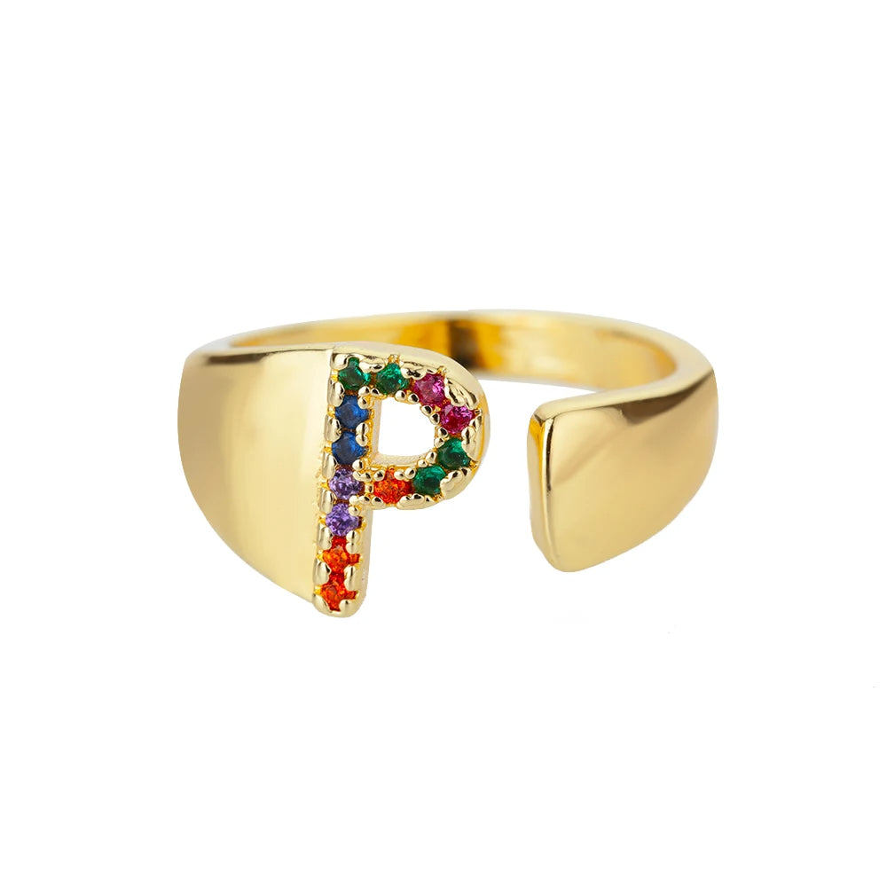Rainbow Letter Ring