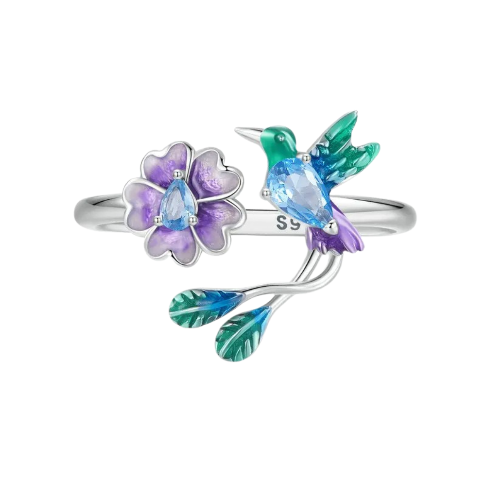 Colorful Flower Bird Ring