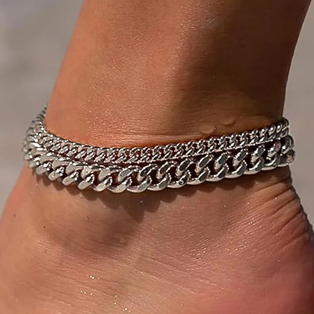 2 PCS 14K Chunky Link Anklets