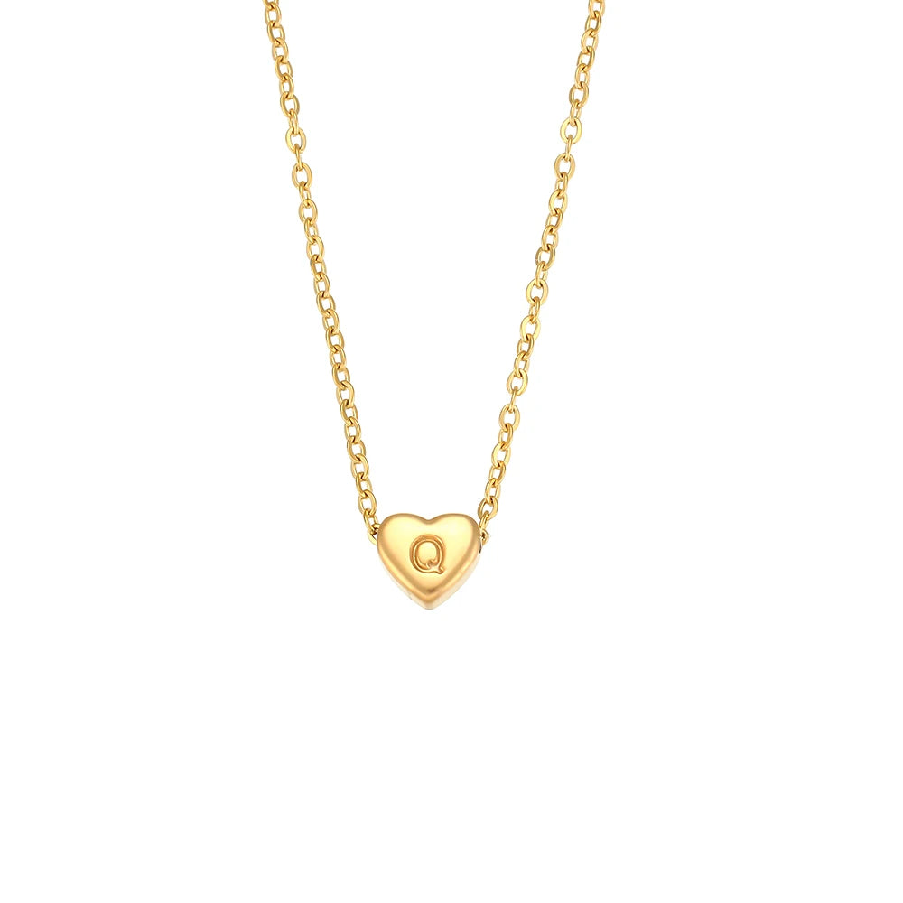 Small Heart Letter Necklace