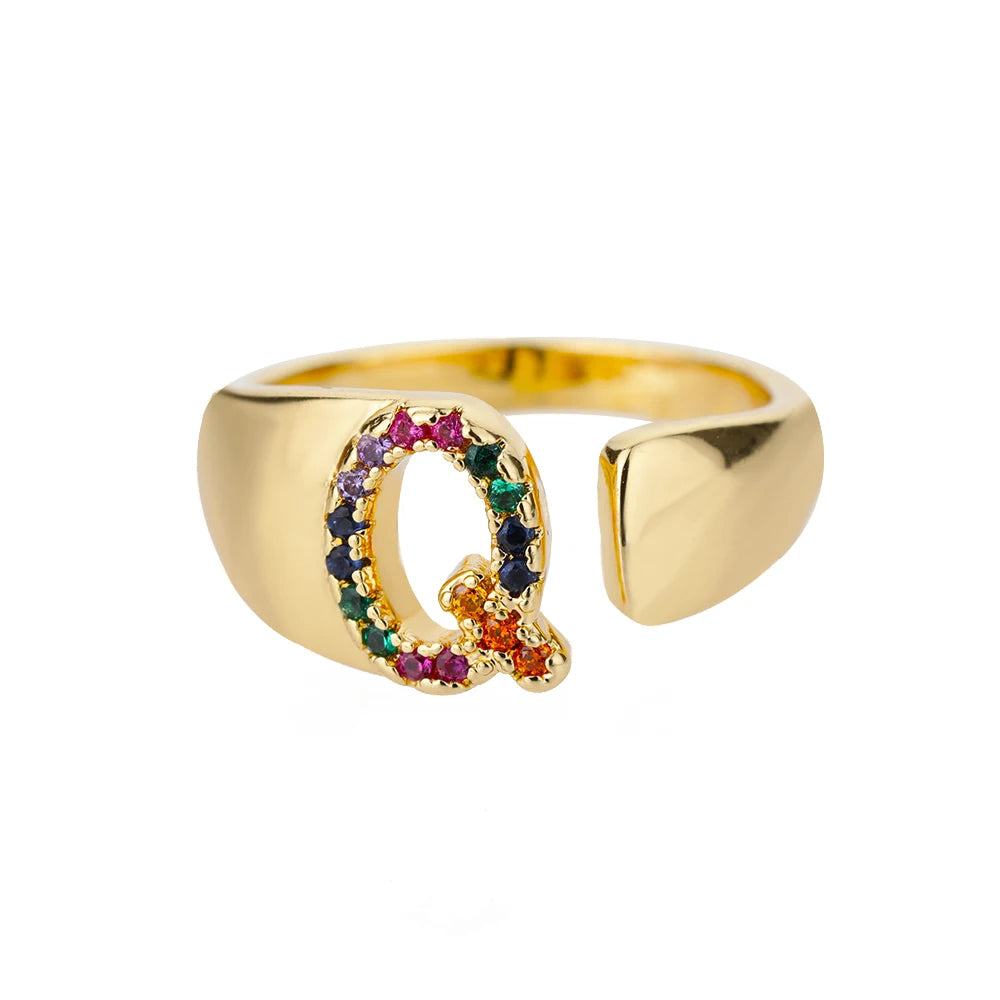 Rainbow Letter Ring