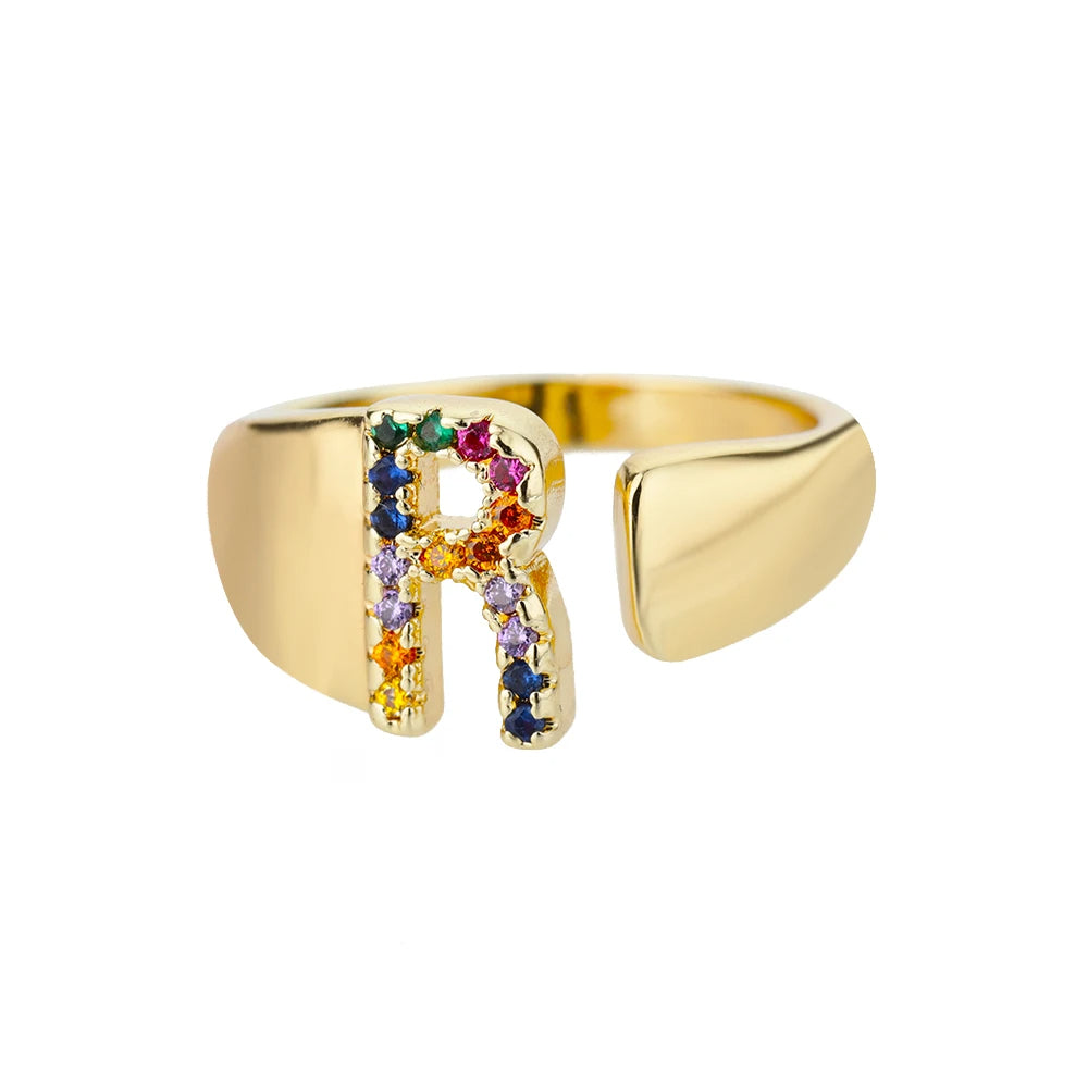 Rainbow Letter Ring