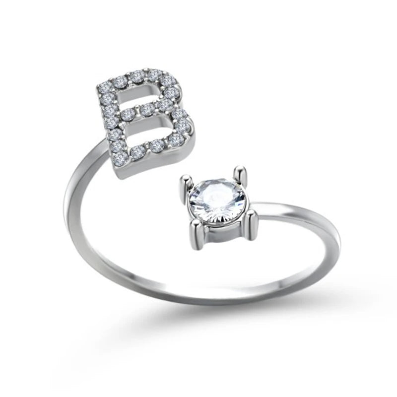 Rhinestone Alphabet Ring