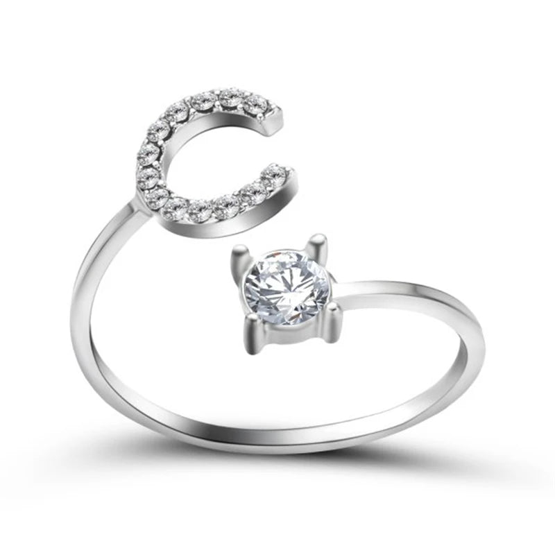 Rhinestone Alphabet Ring