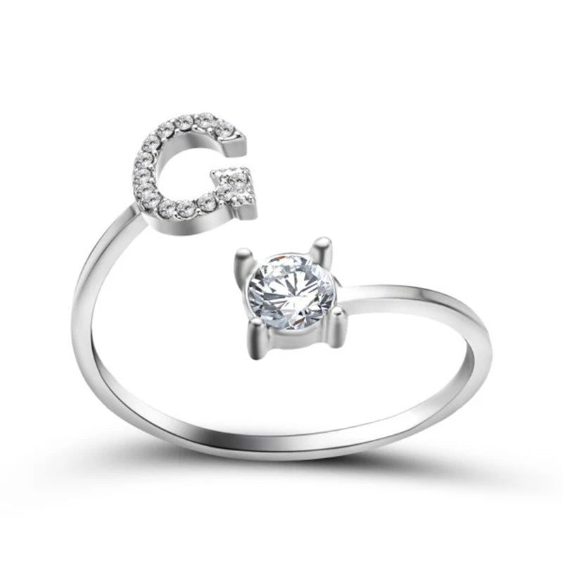 Rhinestone Alphabet Ring