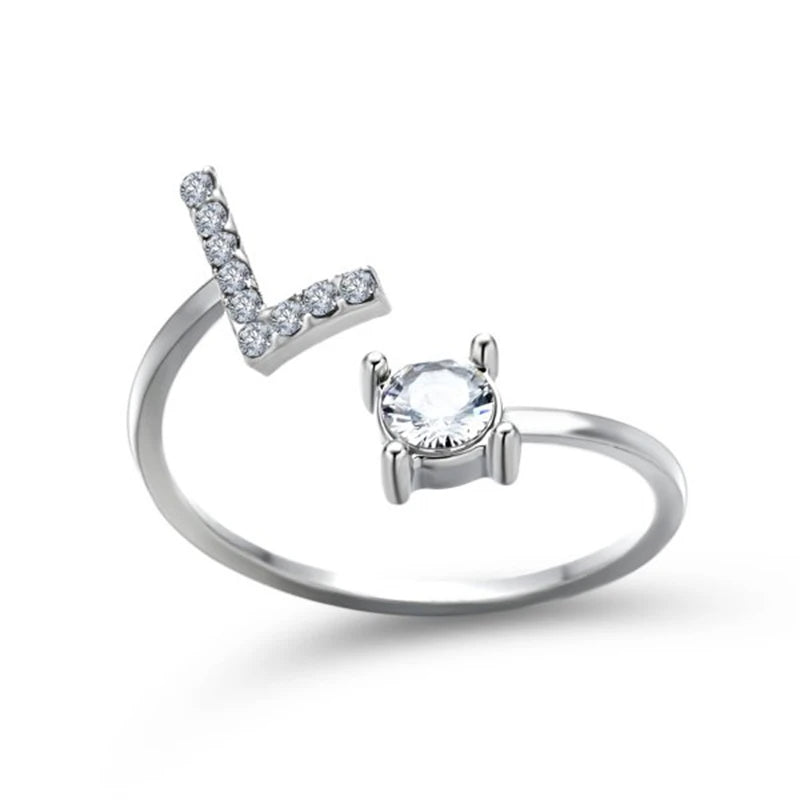 Rhinestone Alphabet Ring