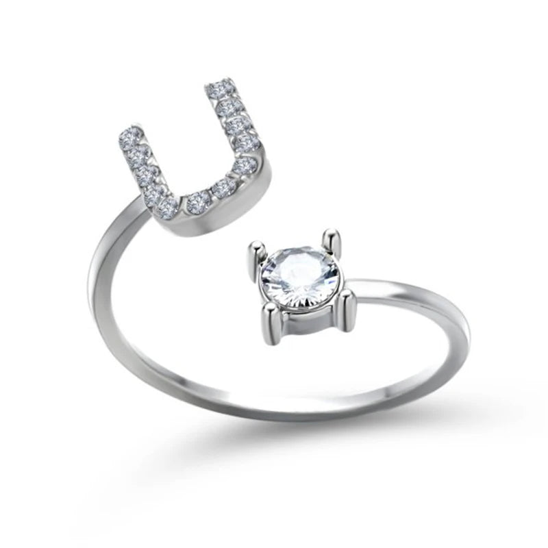 Rhinestone Alphabet Ring