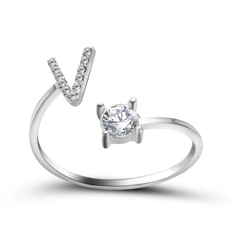 Rhinestone Alphabet Ring