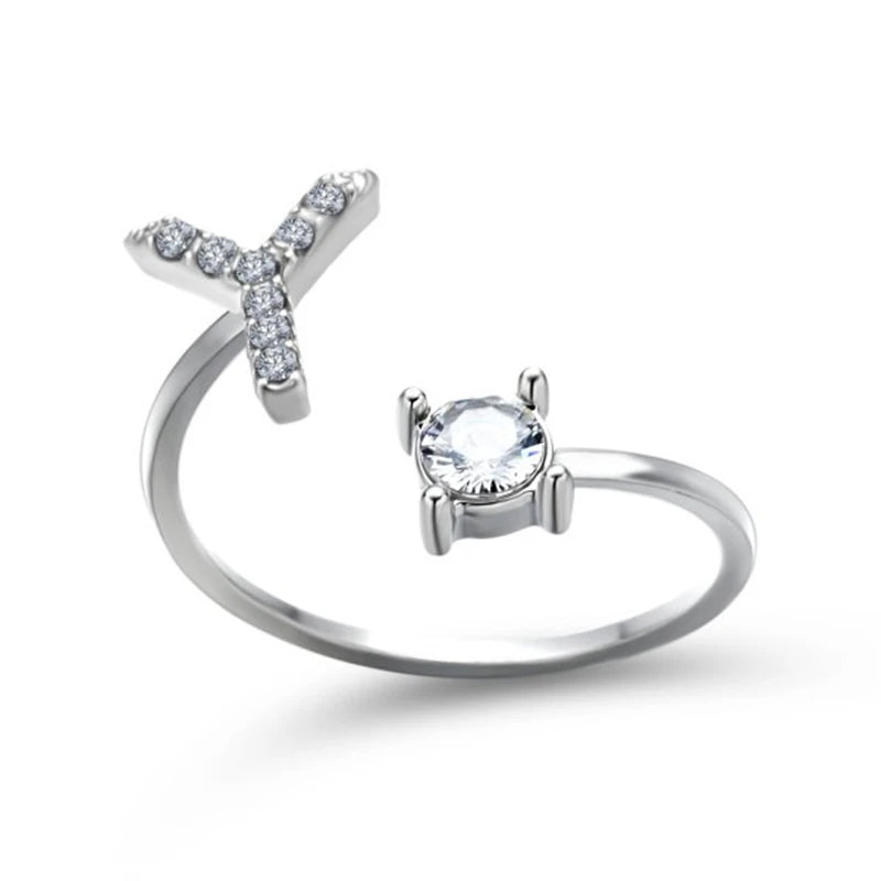 Rhinestone Alphabet Ring