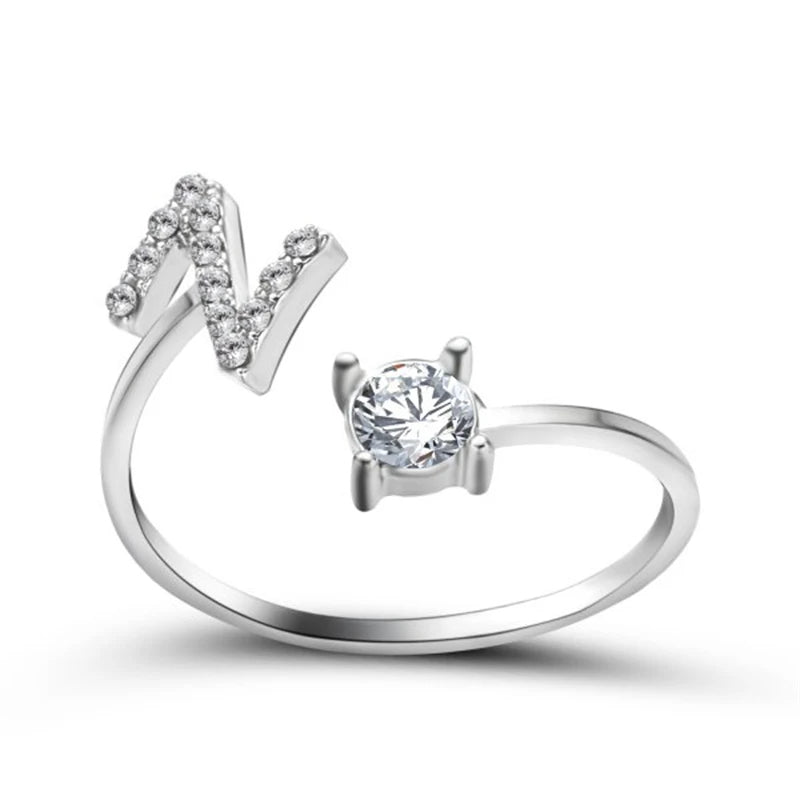 Rhinestone Alphabet Ring