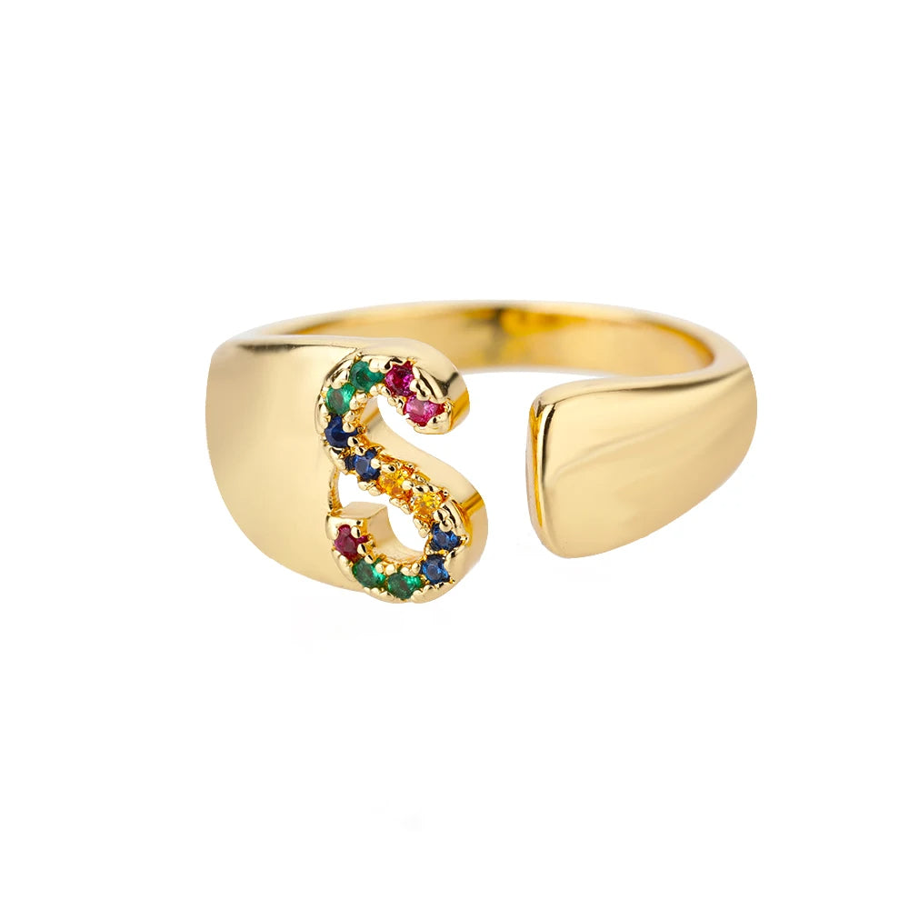 Rainbow Letter Ring
