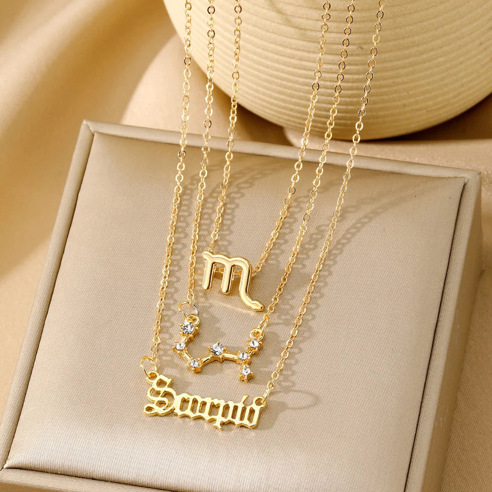 3 PCS Constellation Pendant Necklace
