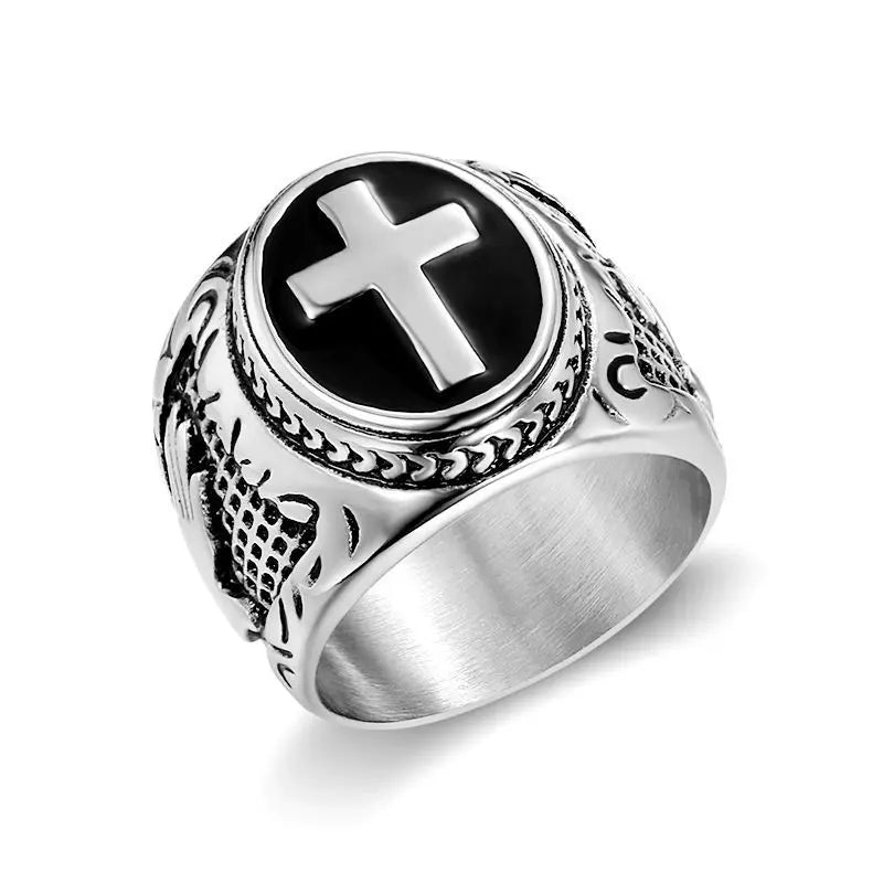 Stainless Steel Cross Ring