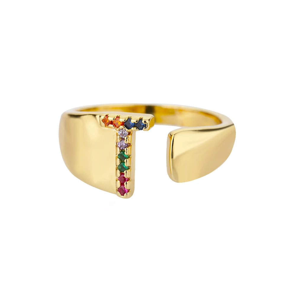 Rainbow Letter Ring