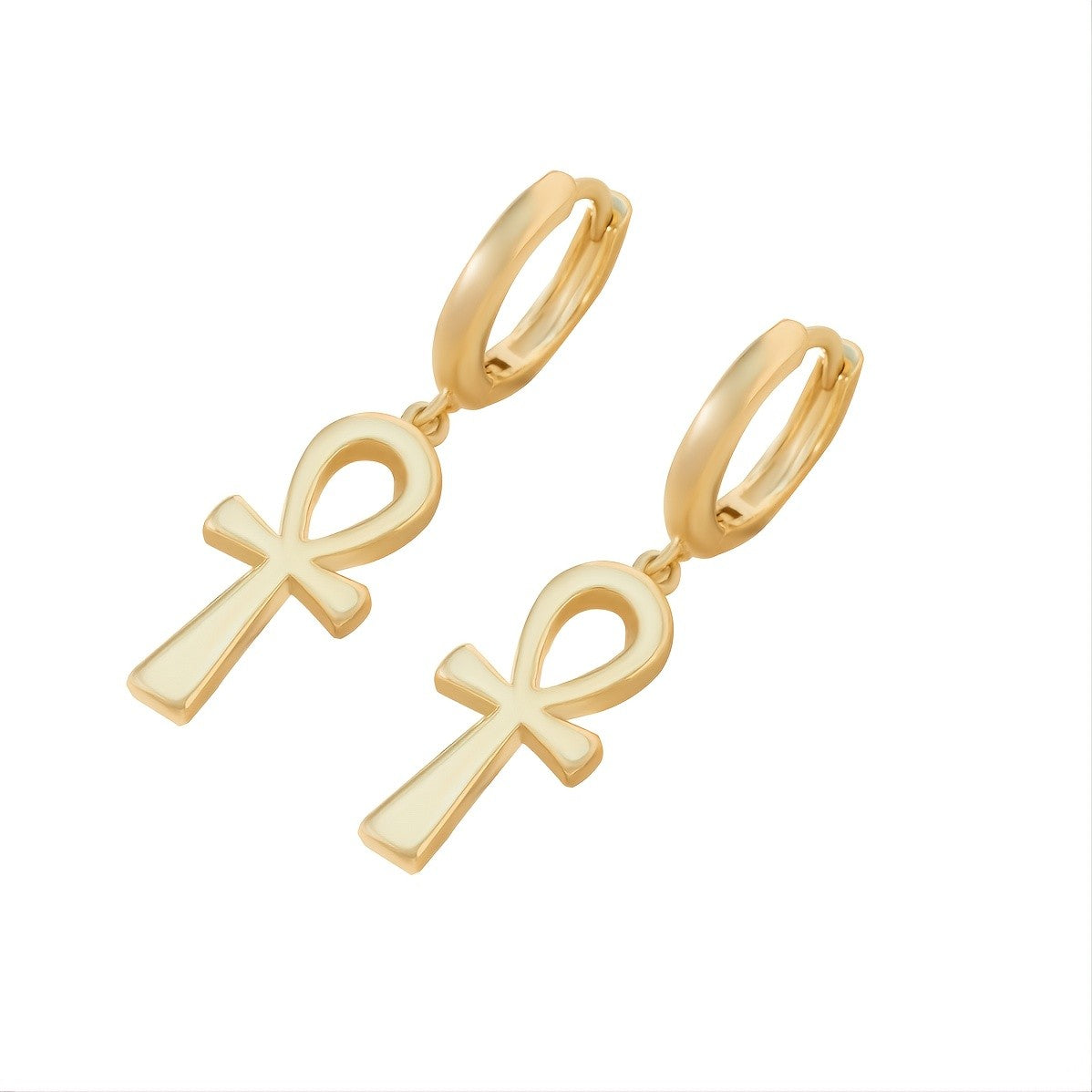 14k Vintage Ankh Drop Earrings